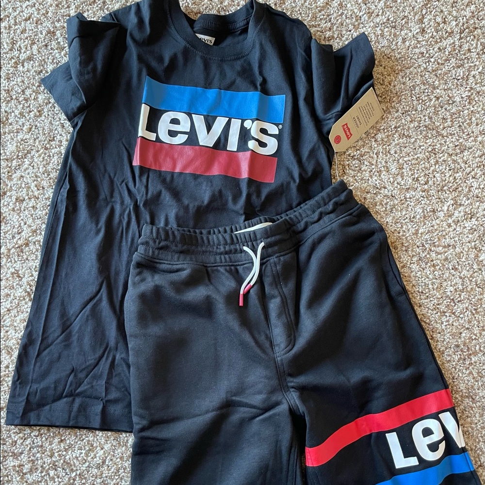 Kids Levi’s black Tshirt & shorts set